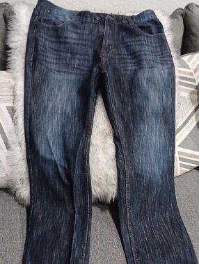 Men's Dark Blue Denim Jeans - Classic Straight Fit